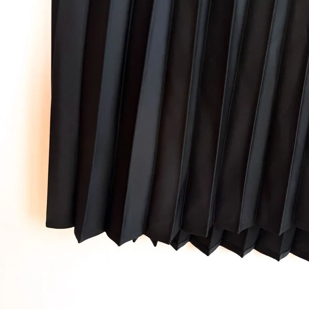NWT J. Crew Black Pull On Pleated Mini Skirt BN756 Medium